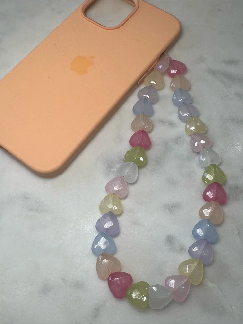 🫧 Urban Outfitters Pastel Heart‎ Bead Phone Charm Wrist Strap 🫧